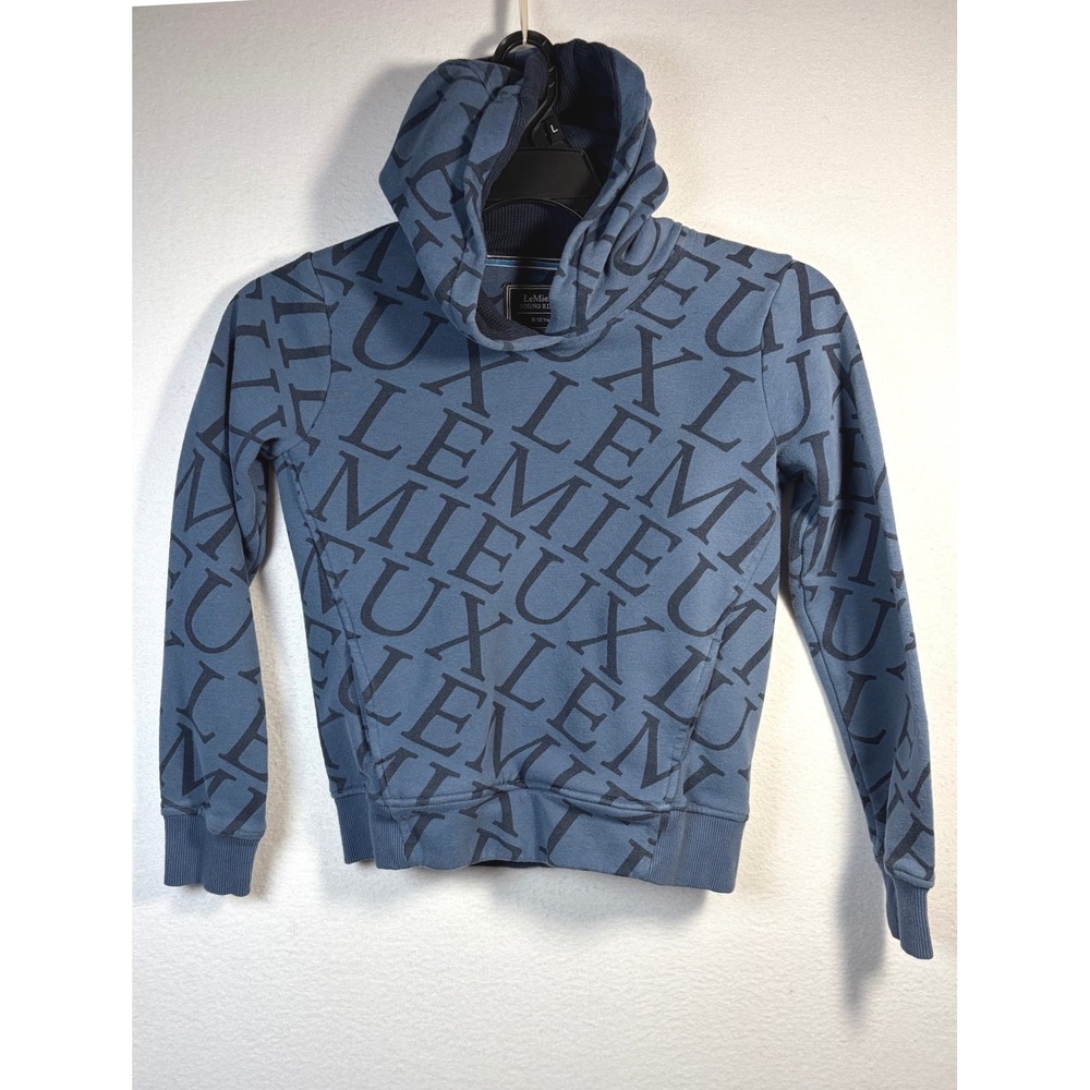 LeMieux Hoodie Young Rider Size 9-10 Blue Excellent Logo Print Sweatshirt